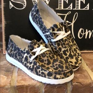 Leopard print canvas sneakers- brand new